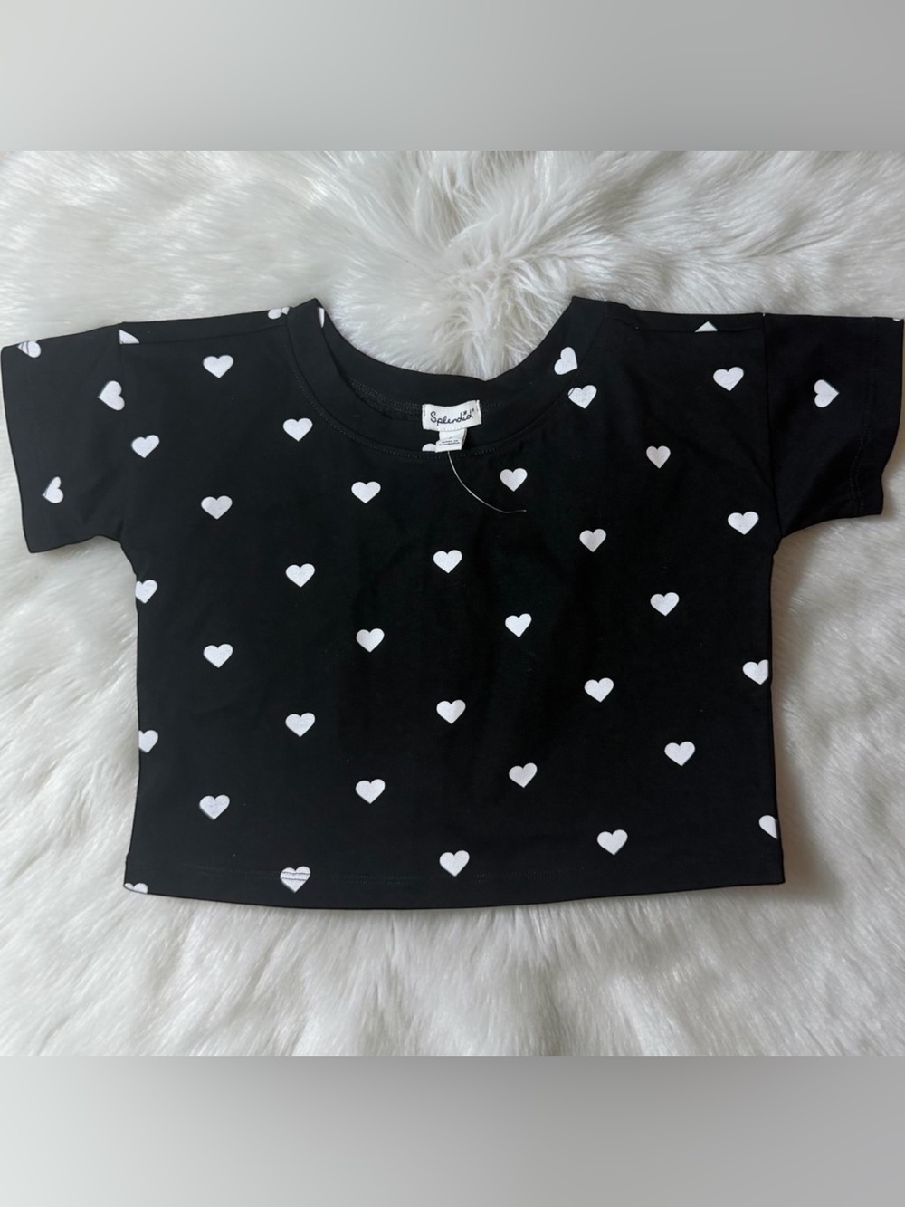 New Without Tags Splendid Girls Size 7 Heart Print Tee Crop Top